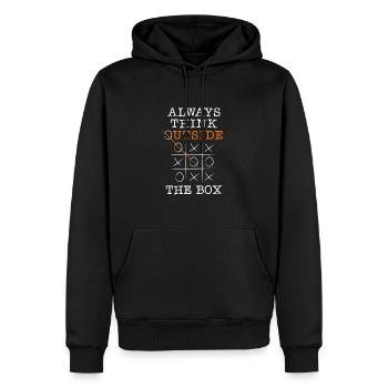 Think outside the box - Männer Premium Bio Hoodie - Schwarz - Vorne - Nico (187cm)