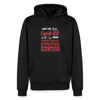 Kapitalist vor dem Professor gewarnt hat - Männer Premium Bio Hoodie - Schwarz - Vorne - Nico (187cm)