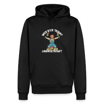 Wer Bier trinkt hilft der Landwirtschaft - Männer Premium Bio Hoodie - Schwarz - Vorne - Nico (187cm)