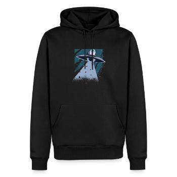 Alien, Ufo und Kaffee - Lustig - Männer Premium Bio Hoodie - Schwarz - Vorne - Nico (187cm)