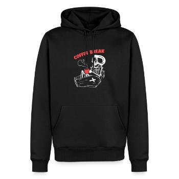 Coffin / coffee break - Lustiger Wortwitz - Männer Premium Bio Hoodie - Schwarz - Vorne - Nico (187cm)