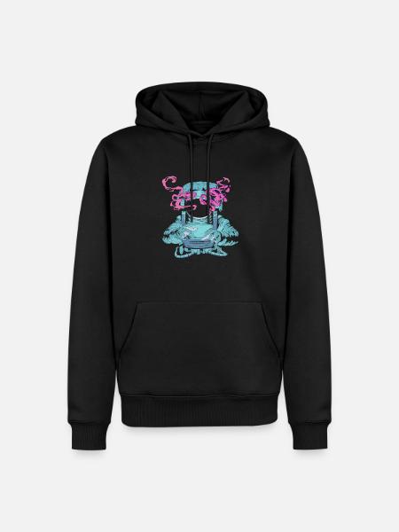 Rauchender Astronaut im Weltall - Männer Premium Bio Hoodie - Schwarz