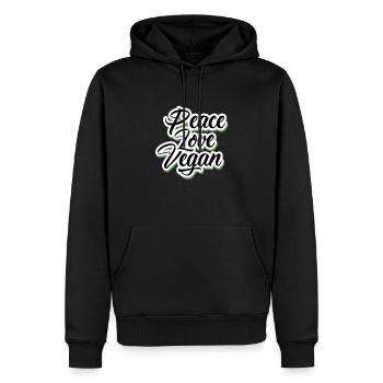 Peace Love Vegan - Tierliebe & Food - Männer Premium Bio Hoodie - Schwarz - Vorne - Nico (187cm)