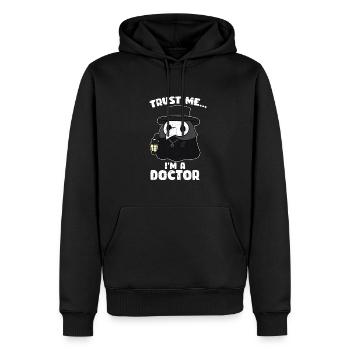 Vertrau mir ich bin Doktor - Fun - Männer Premium Bio Hoodie - Schwarz - Vorne - Nico (187cm)