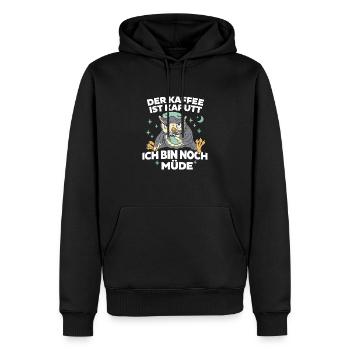 Kaffee ist kaputt - Bin noch Müde Eule - Männer Premium Bio Hoodie - Schwarz - Vorne - Nico (187cm)