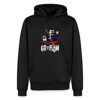 Mit dem Strom schwimmen - Go with the Flow - Männer Premium Bio Hoodie - Schwarz - Vorne - Nico (187cm)