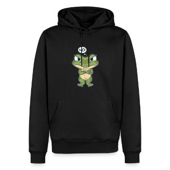 Frosch sagt Nein - Grumpy Frog - Männer Premium Bio Hoodie - Schwarz - Vorne - Nico (187cm)