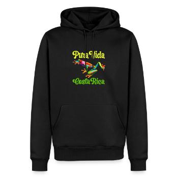Pura Vida - Pura Vida Costa Rica - Sweat à capuche Premium bio Homme - noir - Devant - Nico (187cm)