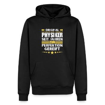 Zur Perfektion gereifter Physiker - Männer Premium Bio Hoodie - Schwarz - Vorne - Nico (187cm)
