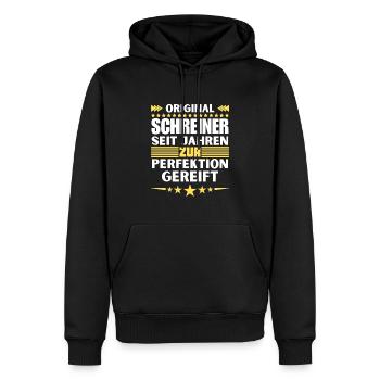 Zur Perfektion gereifter Schreiner - Männer Premium Bio Hoodie - Schwarz - Vorne - Nico (187cm)