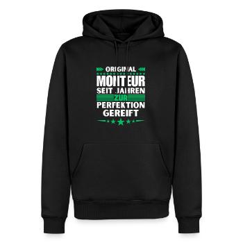 Mechanic matured to perfection - Men’s Premium Organic Hoodie - black - Front - Nico (187cm)