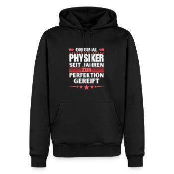 Zur Perfektion gereifter Physiker - Männer Premium Bio Hoodie - Schwarz - Vorne - Nico (187cm)