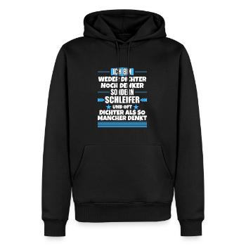 Neither poet nor thinker, but grinder - Men’s Premium Organic Hoodie - black - Front - Nico (187cm)