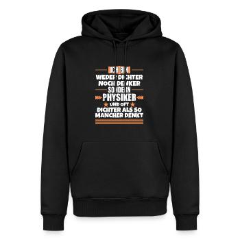 Poet nor thinker, but physicist - Men’s Premium Organic Hoodie - black - Front - Nico (187cm)