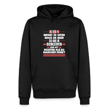 Neither poet nor thinker, but grinder - Men’s Premium Organic Hoodie - black - Front - Nico (187cm)