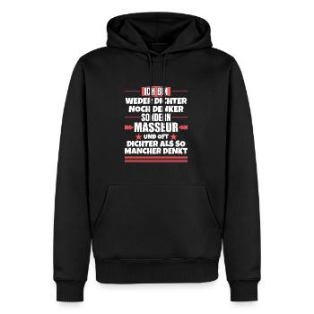 Neither poet nor thinker, but masseur - Men’s Premium Organic Hoodie - black - Front - Nico (187cm)