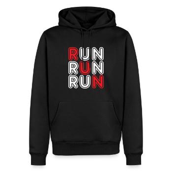 Run Run Run - coureur de jogging de marathon - Sweat à capuche Premium bio Homme - noir - Devant - Nico (187cm)