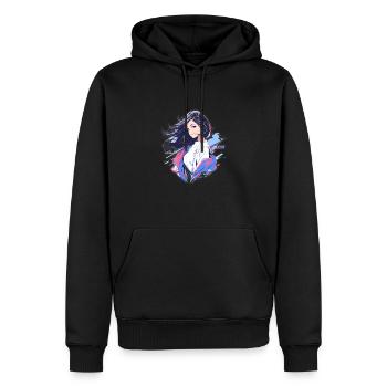 Asian Urban Girl - Yumi - Men’s Premium Organic Hoodie - black - Front - Nico (187cm)