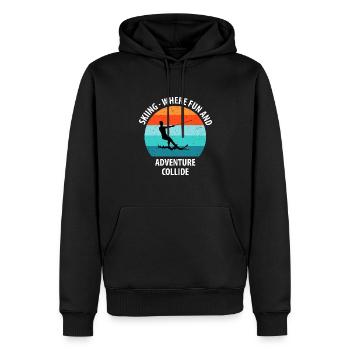 Ski nautique, ski nautique, skieurs nautiques - Sweat à capuche Premium bio Homme - noir - Devant - Nico (187cm)