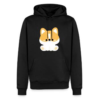 Chien corgi mignon - Sweat à capuche Premium bio Homme - noir - Devant - Nico (187cm)