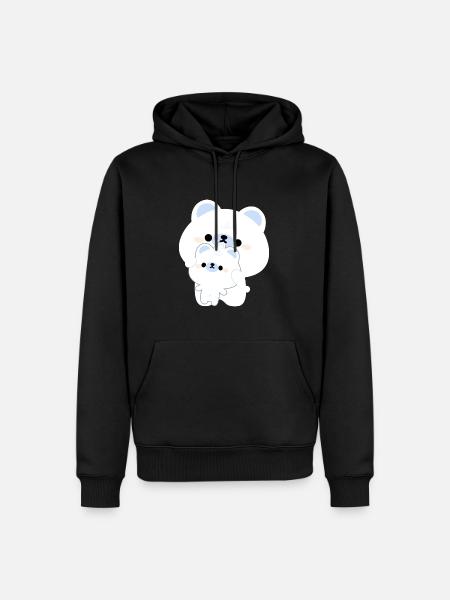 Couple d’ours polaires mignon - Sweat à capuche Premium bio Homme - noir