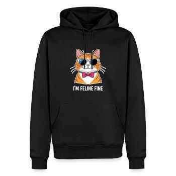Cool Cat with Sunglasses - I'm Feline Fine - Men’s Premium Organic Hoodie - black - Front - Nico (187cm)