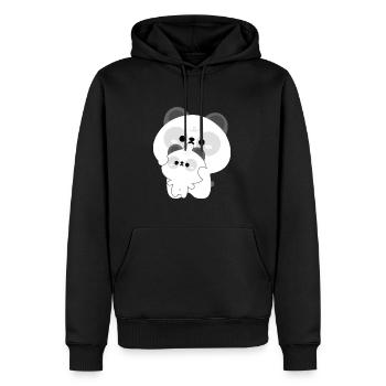 Panda Couple - Men’s Premium Organic Hoodie - black - Front - Nico (187cm)