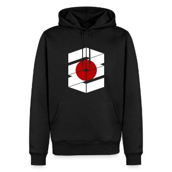 Japan Flagge Used Look Nihon Japanische Fahne - Männer Premium Bio Hoodie - Schwarz - Vorne - Nico (187cm)