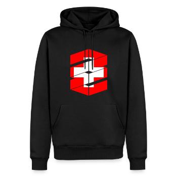 Drapeau de la Suisse Vintage Croix Utilisé Look Suisse - Sweat à capuche Premium bio Homme - noir - Devant - Nico (187cm)