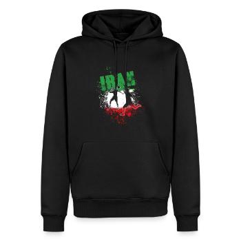 Iran, Football,Football,Football,Iran libre,Drapeau - Sweat à capuche Premium bio Homme - noir - Devant - Nico (187cm)
