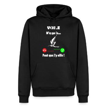 Voile - voile m'appelle - Sweat à capuche Premium bio Homme - noir - Devant - Nico (187cm)