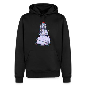 Chonky Seal Bonhomme de neige Lumières de Noël Pixel Art - Sweat à capuche Premium bio Homme - noir - Devant - Nico (187cm)