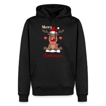 Joyeux Noël Rennes Noël - Sweat à capuche Premium bio Homme - noir - Devant - Nico (187cm)