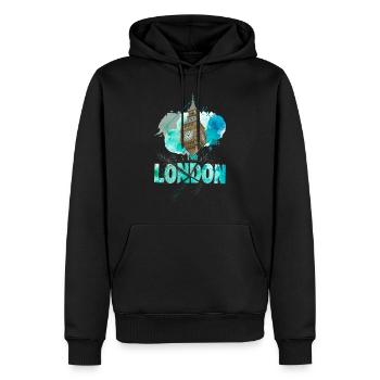 London England UK Stadt Skyline Splash Bunt - Männer Premium Bio Hoodie - Schwarz - Vorne - Nico (187cm)