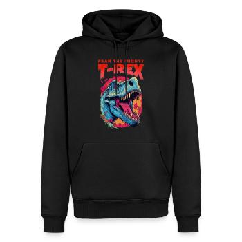 T-Rex Dinosaur Dino Tyrannosaurus Rex Vintage - Men’s Premium Organic Hoodie - black - Front - Nico (187cm)