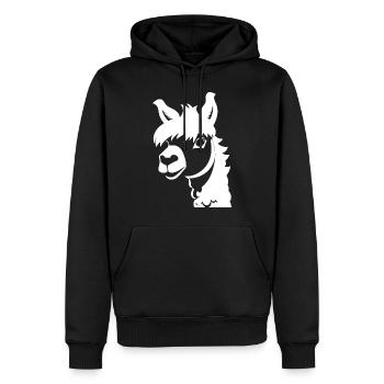 Funny Llama Silhouette Cheeky Fun Llamas - Men’s Premium Organic Hoodie - black - Front - Nico (187cm)