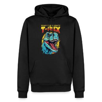 T-Rex Dinosaur Dino Tyrannosaurus Rex Vintage - Men’s Premium Organic Hoodie - black - Front - Nico (187cm)
