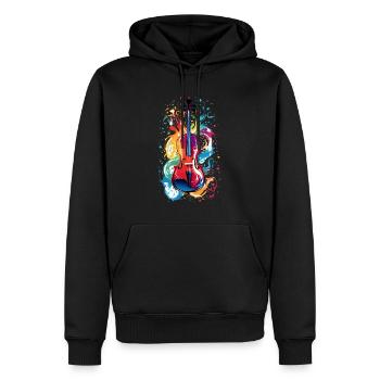Violoncelle multicolore éclaboussure de couleur violon peinture éclaboussure - Sweat à capuche Premium bio Homme - noir - Devant - Nico (187cm)