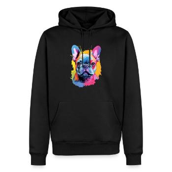 Bunte Französische Bulldogge - Männer Premium Bio Hoodie - Schwarz - Vorne - Nico (187cm)
