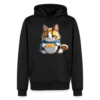 Niedliche Katze mit Ramen Suppe - Männer Premium Bio Hoodie - Schwarz - Vorne - Nico (187cm)
