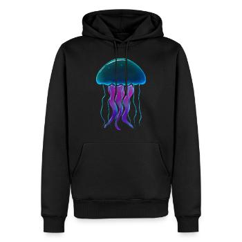 Leuchtende Qualle - Männer Premium Bio Hoodie - Schwarz - Vorne - Nico (187cm)
