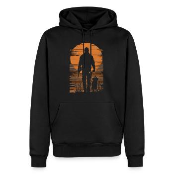 Chasse chasse avec chien rétro vintage - Sweat à capuche Premium bio Homme - noir - Devant - Nico (187cm)