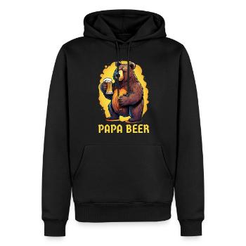 Papa Bière Père Ours Bière Buveur de Bière Cadeau Amusant - Sweat à capuche Premium bio Homme - noir - Devant - Nico (187cm)