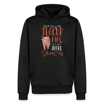 Éleveurs de tasses à thé Éleveurs de porcs - Sweat à capuche Premium bio Homme - noir - Devant - Nico (187cm)