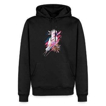 Papagei retro vintage pink tropisch - Männer Premium Bio Hoodie - Schwarz - Vorne - Nico (187cm)