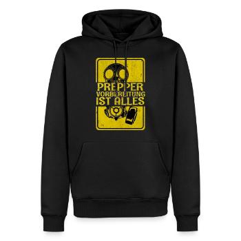 Prepper - Männer Premium Bio Hoodie - Schwarz - Vorne - Nico (187cm)