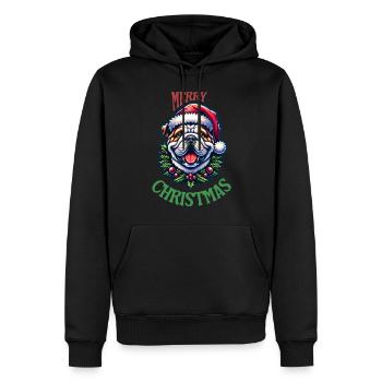 Merry Christmas Bulldogge Geschenkidee - Bulldogge - Männer Premium Bio Hoodie - Schwarz - Vorne - Nico (187cm)