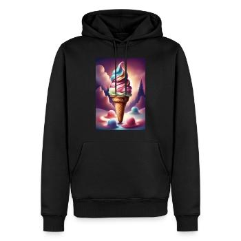 Fondant crème glacée design graphique t-shirt - Sweat à capuche Premium bio Homme - noir - Devant - Nico (187cm)