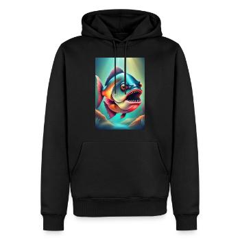 Wütend aussehender Piranha-Fisch - Männer Premium Bio Hoodie - Schwarz - Vorne - Nico (187cm)