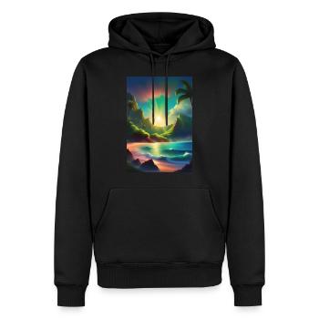 Lagon à Tahiti - Sweat à capuche Premium bio Homme - noir - Devant - Nico (187cm)